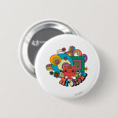 Mr Strong | Psychedelische wervelingen, sterren en Ronde Button 5,7 Cm (Voorkant /achterkant)