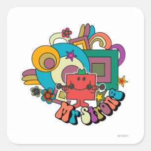 Mr Strong   Psychedelische wervelingen, sterren en Vierkante Sticker