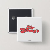Mr Strong | rode letters Vierkante Button 5,1 Cm (Voorkant /achterkant)