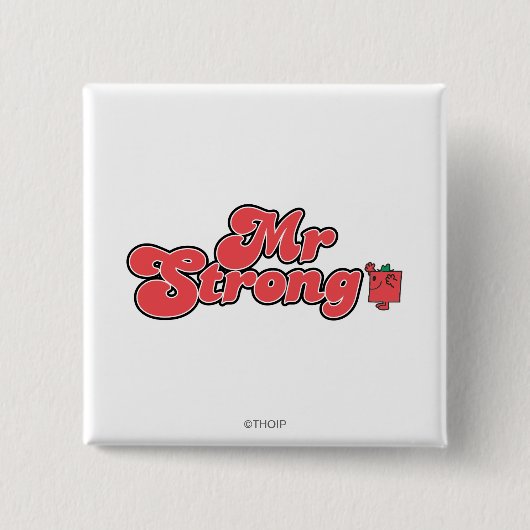 Mr Strong | rode letters Vierkante Button 5,1 Cm (Voorkant)