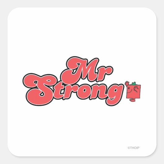 Mr Strong | rode letters Vierkante Sticker (Voorkant)