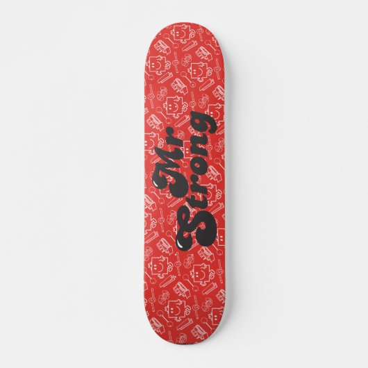 Mr Strong | Rood, geel en wit patroon Skateboard (Voorkant)
