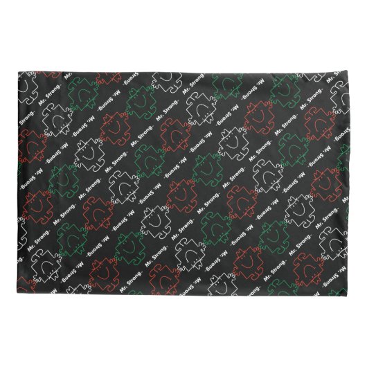Mr Strong | Rood, wit en groen patroon Kussensloop (Achterkant-Links)