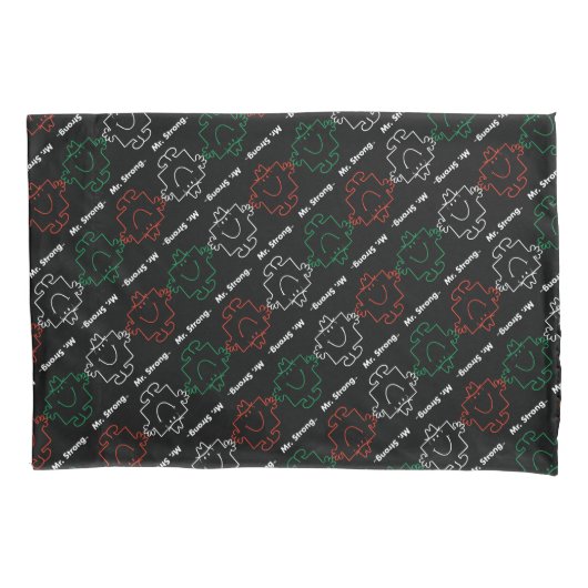 Mr Strong | Rood, wit en groen patroon Kussensloop (Voorkant-Links)