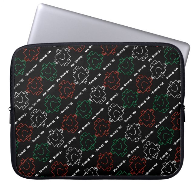 Mr Strong | Rood, wit en groen patroon Laptop Sleeve (Voorkant)