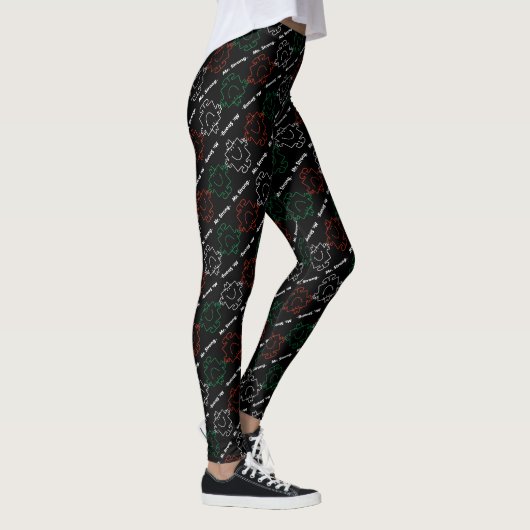 Mr Strong | Rood, wit en groen patroon Leggings (Rechts)