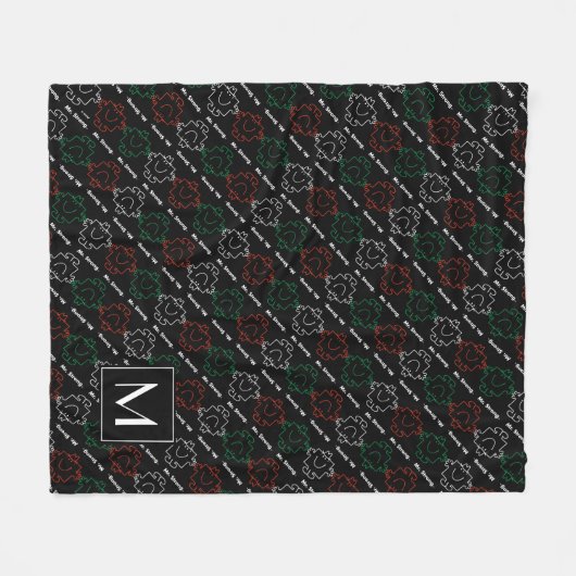 Mr Strong | Rood, wit en groen patroon | Monogram Fleece Deken (Voorkant (Horizontaal))