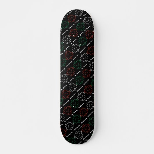 Mr Strong | Rood, wit en groen patroon Skateboard (Voorkant)