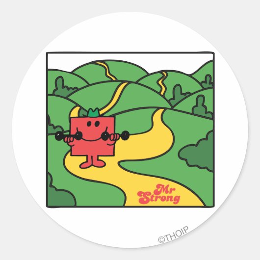 Mr Strong | Woodland Workout Ronde Sticker (Voorkant)