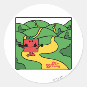 Mr Strong   Woodland Workout Ronde Sticker