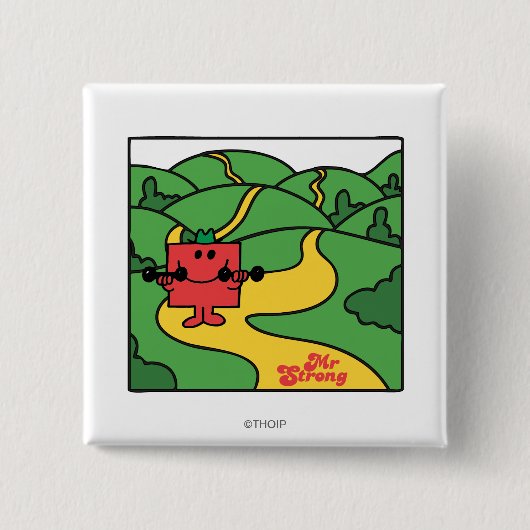 Mr Strong | Woodland Workout Vierkante Button 5,1 Cm (Voorkant)