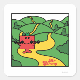 Mr Strong   Woodland Workout Vierkante Sticker