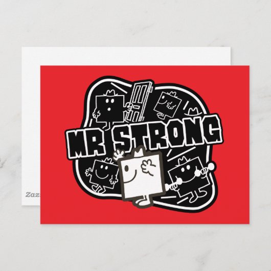 Mr Strong | Zwart & Wit Briefkaart (Voorkant / Achterkant)