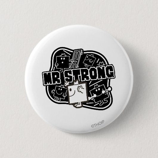 Mr Strong | Zwart & Wit Ronde Button 5,7 Cm (Voorkant)