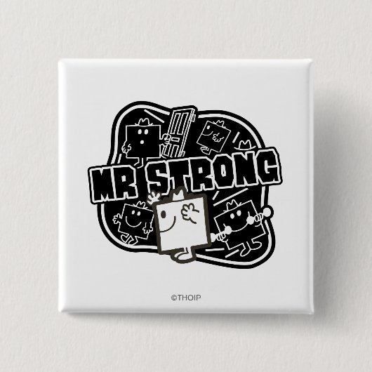Mr Strong | Zwart & Wit Vierkante Button 5,1 Cm (Voorkant)