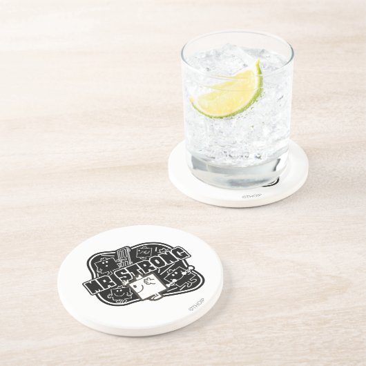 Mr Strong | Zwart & Wit Zandsteen Onderzetter (Zijkant)