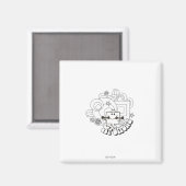 Mr Strong | Zwart-witte sterren en bloemen Magneet (Voorkant / Achterkant)