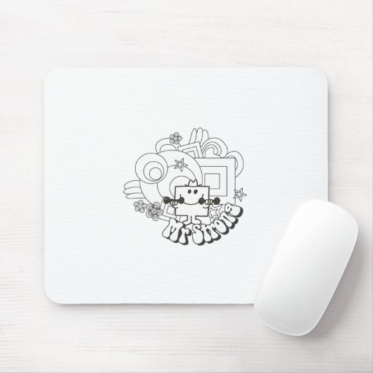 Mr Strong | Zwart-witte sterren en bloemen Muismat (Met muis)