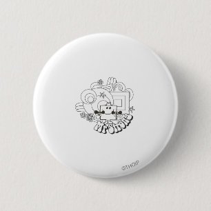 Mr Strong   Zwart-witte sterren en bloemen Ronde Button 5,7 Cm