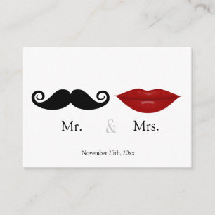Mr & the Mrs (Lips and the Stache) Wedding RSVP Informatiekaartje