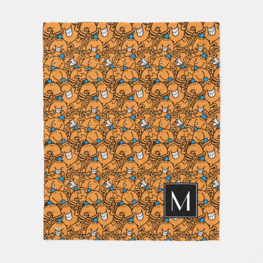 Mr Tickle | Oranje kietelpatroon | Monogram Fleece Deken (Voorkant)