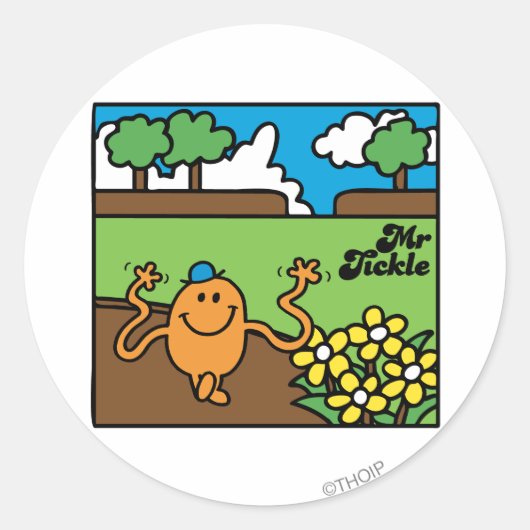 Mr Tickle | plezier in de buitenlucht Ronde Sticker (Voorkant)