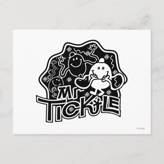 Mr Tickle | Zwart-wit plezier Briefkaart (Voorkant)