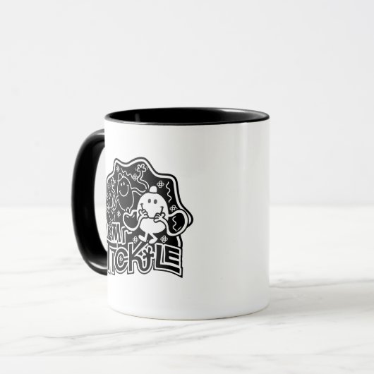 Mr Tickle | Zwart-wit plezier Mok (Voorkant links)