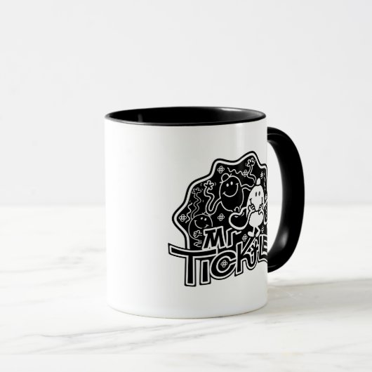 Mr Tickle | Zwart-wit plezier Mok (Voorkant rechts)