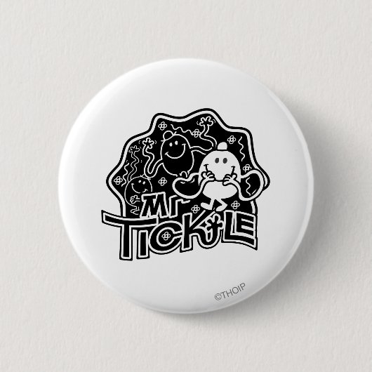 Mr Tickle | Zwart-wit plezier Ronde Button 5,7 Cm (Voorkant)
