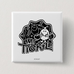 Mr Tickle Zwart-wit plezier Vierkante Button 5,1 Cm