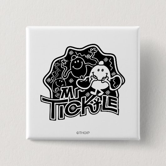 Mr Tickle | Zwart-wit plezier Vierkante Button 5,1 Cm (Voorkant)
