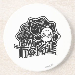 Mr Tickle Zwart-wit plezier Zandsteen Onderzetter