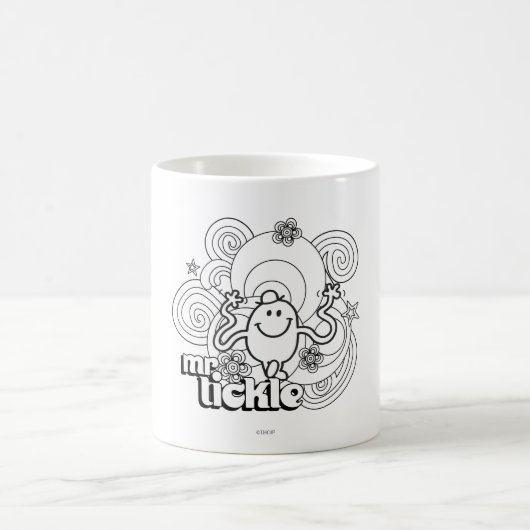 Mr Tickle | Zwart-wit wervelingen en sterren Koffiemok (Center)
