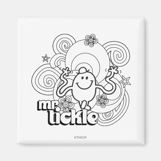 Mr Tickle | Zwart-wit wervelingen en sterren Magneet (Voorkant)