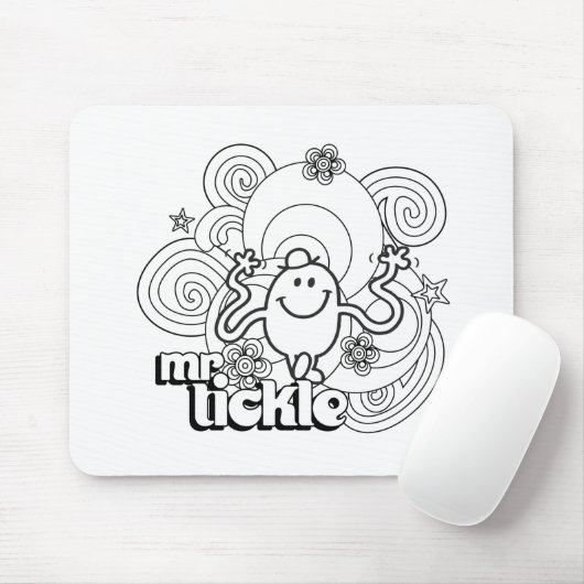 Mr Tickle | Zwart-wit wervelingen en sterren Muismat (Met muis)