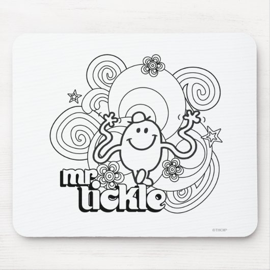 Mr Tickle | Zwart-wit wervelingen en sterren Muismat (Voorkant)