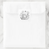 Mr Tickle | Zwart-wit wervelingen en sterren Vierkante Sticker (Tas)