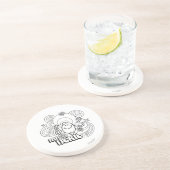 Mr Tickle | Zwart-wit wervelingen en sterren Zandsteen Onderzetter (Zijkant)