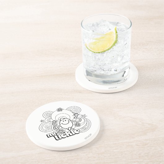 Mr Tickle | Zwart-wit wervelingen en sterren Zandsteen Onderzetter (Zijkant)