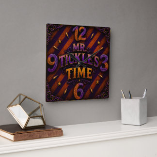 Mr. Tickler wall clock./super villain clock Vierkante Klok