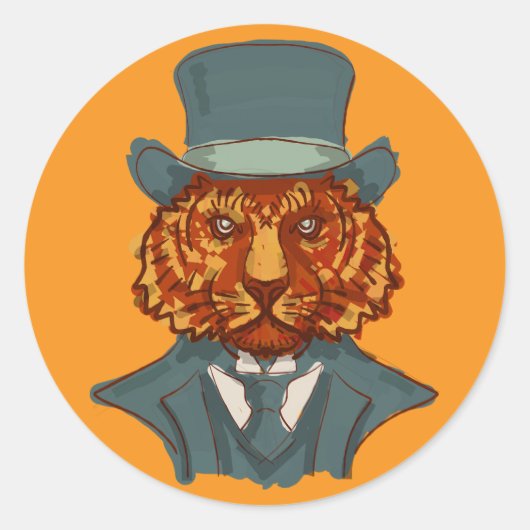 Mr Tiger Ronde Sticker (Voorkant)