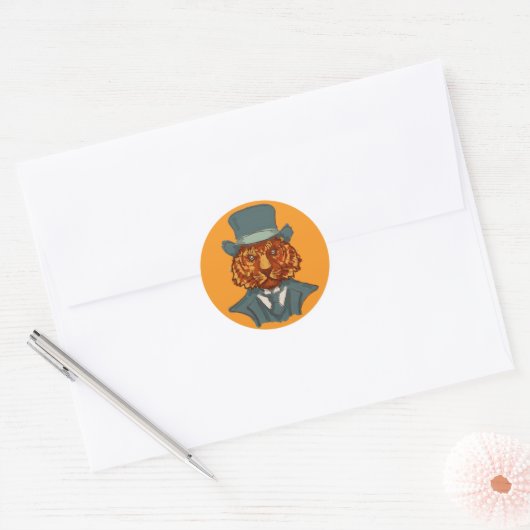 Mr Tiger Ronde Sticker (Envelop)