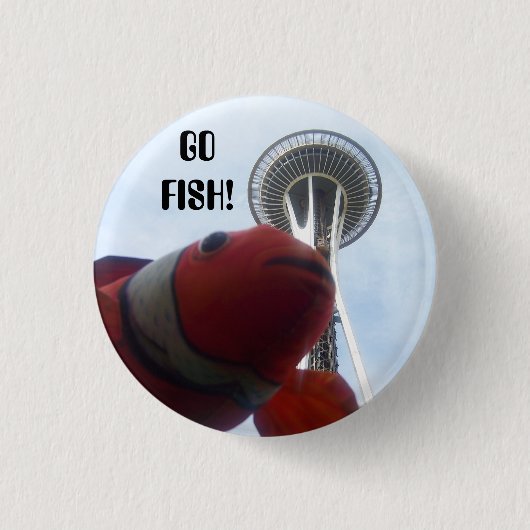 MR Vissen naar Seattle Ronde Button 3,2 Cm (Voorkant)