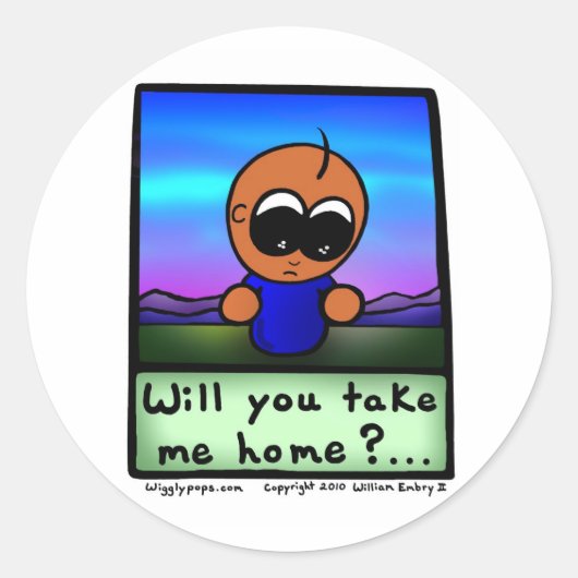 Mr Wigglypops "Wil je me naar huis brengen?" Ronde Sticker (Voorkant)