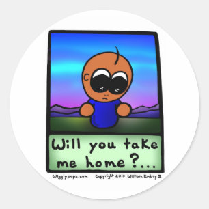 Mr Wigglypops "Wil je me naar huis brengen?" Ronde Sticker