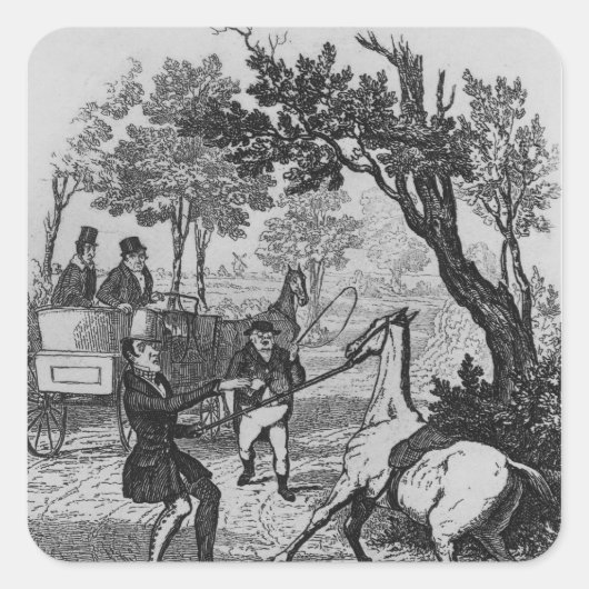 Mr Winkle en Mr Pickwick proberen controle te krij Vierkante Sticker (Voorkant)