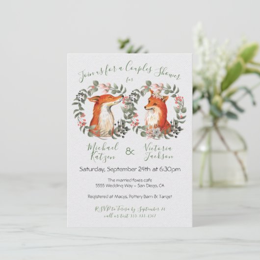 Mr. Woodland en Mrs. Fox portretkrans Douche Kaart (Staand voorkant)