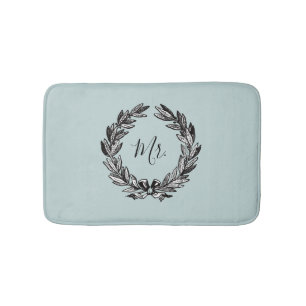 Mr. Wreath Turquoise Bath Mat