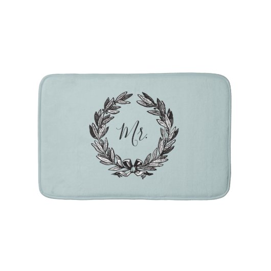 Mr. Wreath Turquoise Bath Mat (Voorkant)